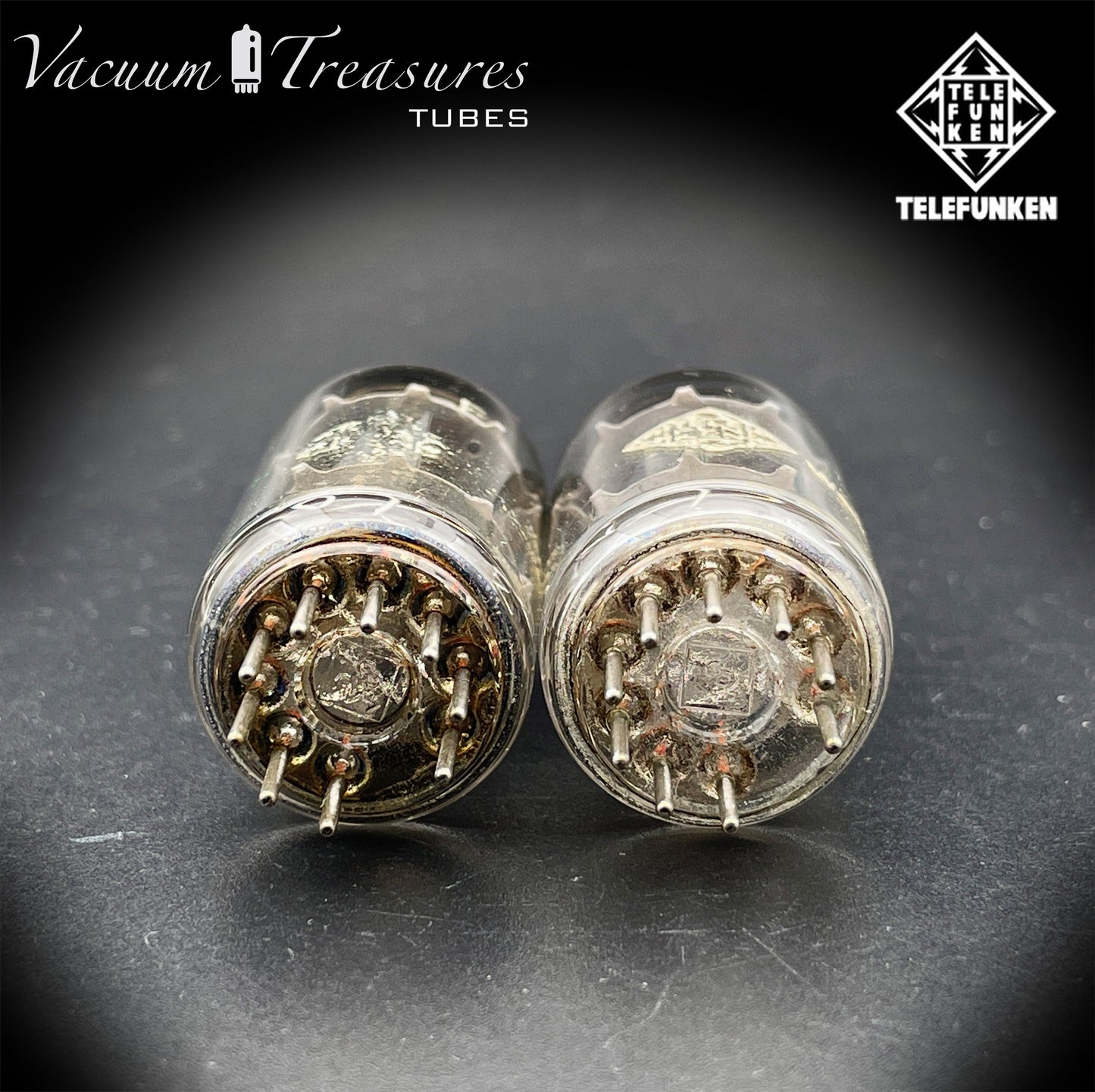12AX7 / ECC83 TELEFUNKEN Tested Pair Tubes – Ribbed Plates Diamond Bottom Made in Germany