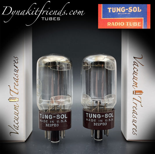 5881 (6L6WGB) TUNG-SOL passendes Paar Vakuumröhren mit brauner Basis, hergestellt in den USA