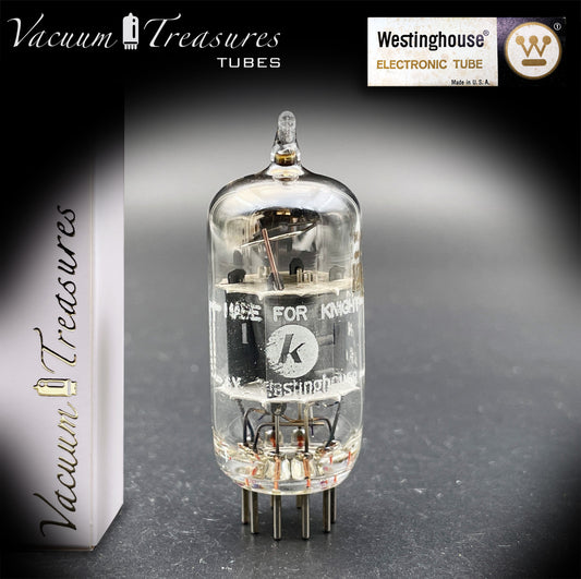 12AX7 / ECC83 Knight by Westinghouse Short Gray Plates Square Getter Tube Made in USA '50s
