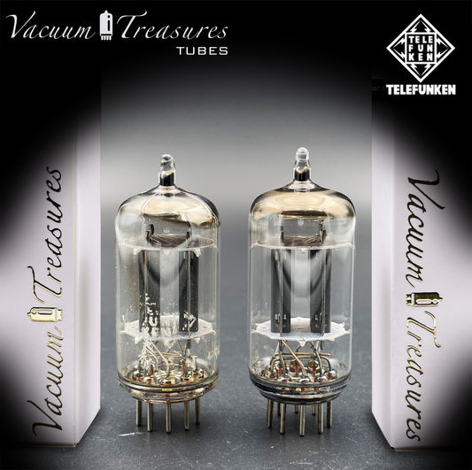 12AX7 ECC83 TELEFUNKEN Matched Pair Tubes – Smooth Plates Diamond Bottom Made in Western Germany