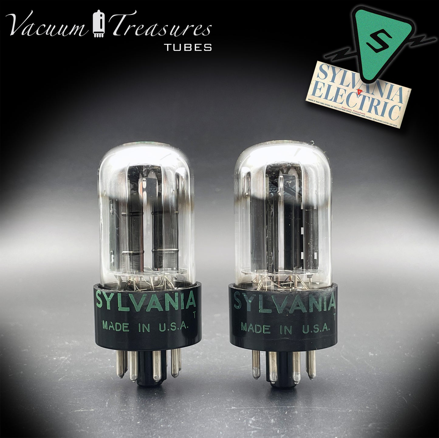 6SN7 GTB SYLVANIA NOS CHROME TOP Matched Pair Tubes Made in USA '47