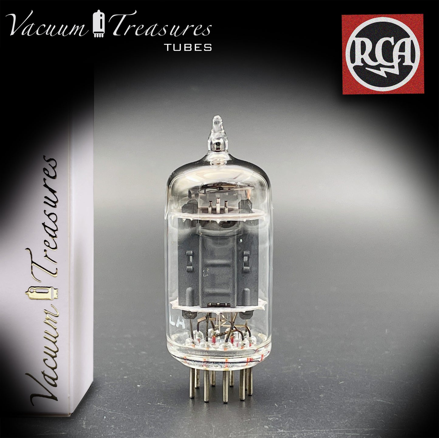 5963 ( ECC82 12AU7 WA ) RCA Long Gray Plates Rare Foil Getter AMPLITREX Tested Tube Made in USA '50s