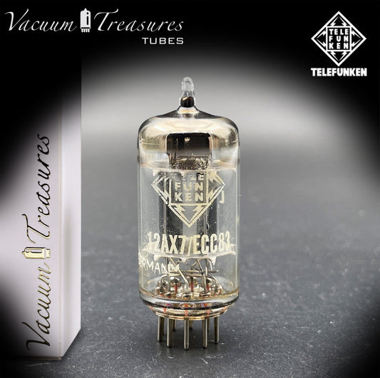 12AX7 ECC83 NOS Telefunken - Ribbed Plates Diamond Bottom Tested Tube Western Germany