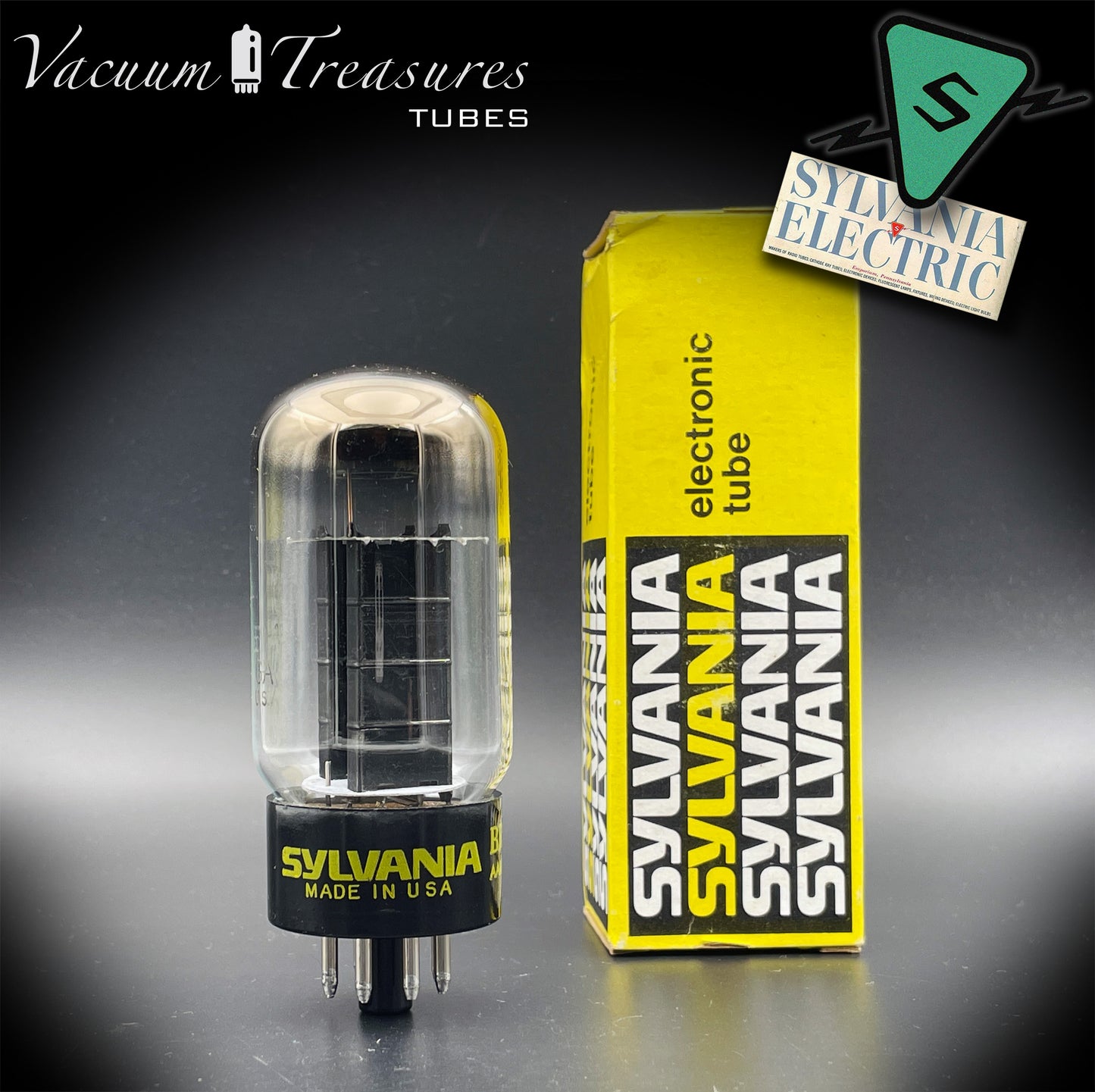5Y4GA SYLVANIA NOS NIB Black Plates Halo Getter Rectifier Tube Made in USA