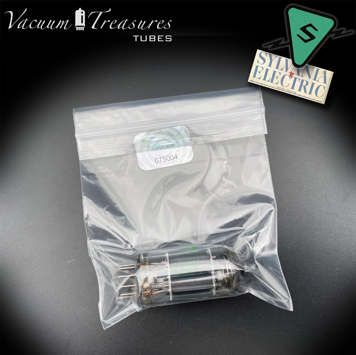 12AX7 ECC83 Baldwin by Sylvania Long Gray Plates Halo Getter Tested Tube USA