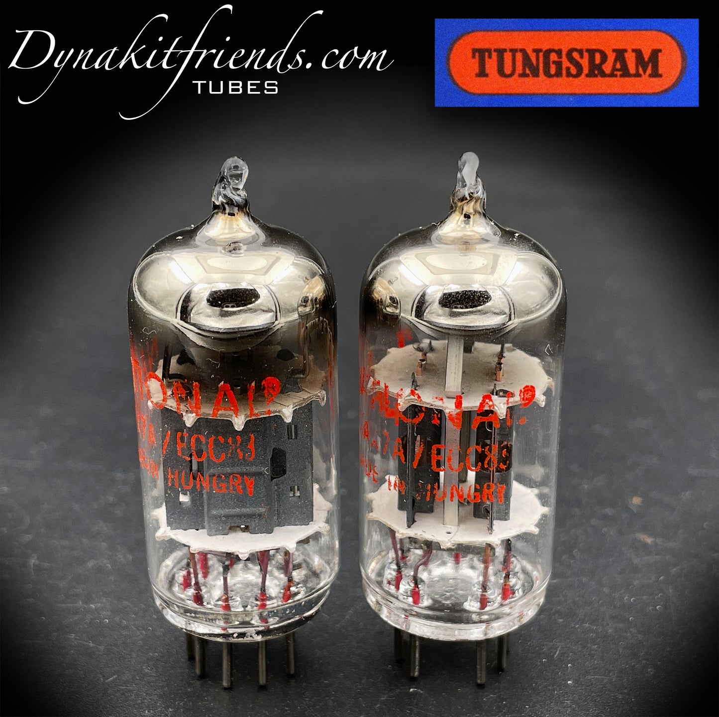 12AX7 A ( ECC83 ) TUNGSRAM Short Gray Plate Dual Post O Getter Matched Tubes Made in Hungary