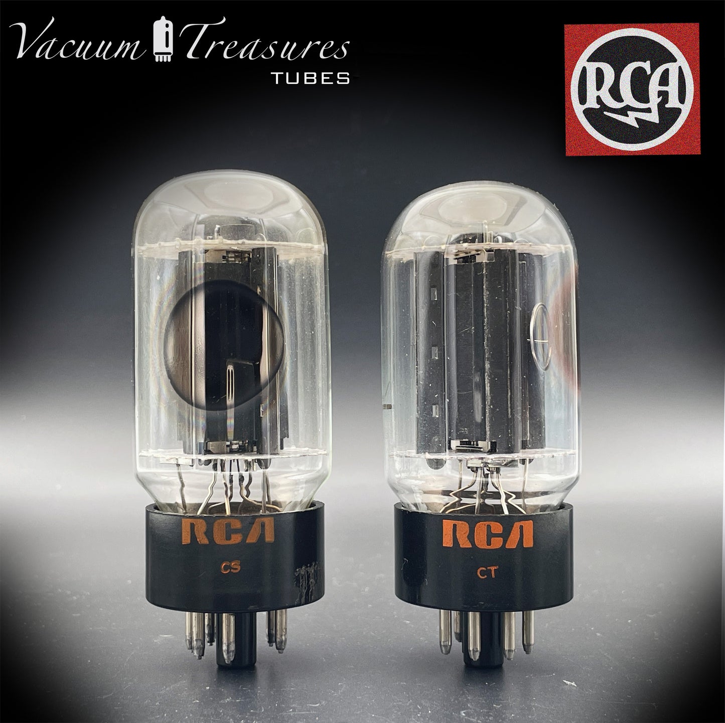 6L6GC RCA Black Plates Side Halo Getter – AMPLITREX Matched Pair – Made in USA – Like NOS