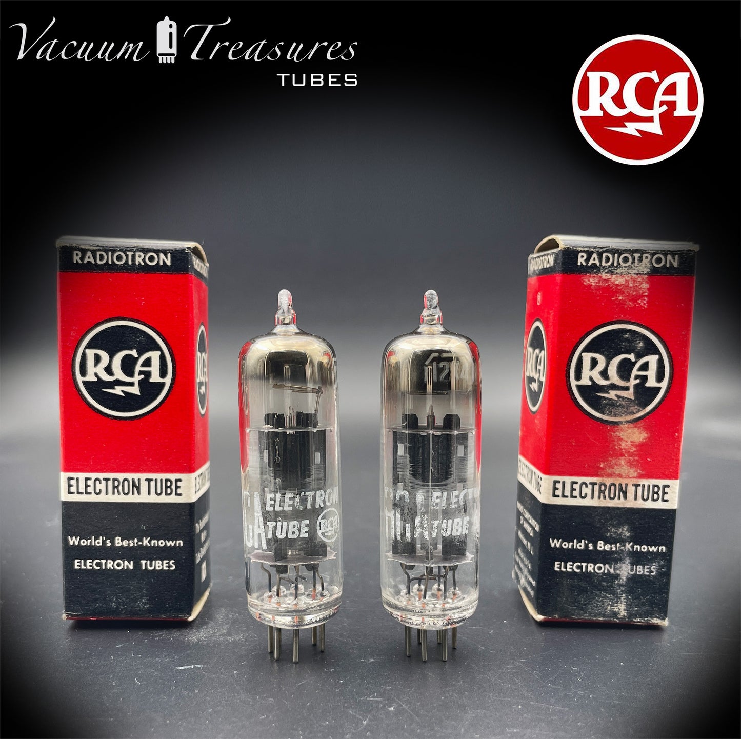 12X4 RCA NOS NIB Matched Pair Black Plates Foil Getter Tubes Rectifiers Made in USA '58