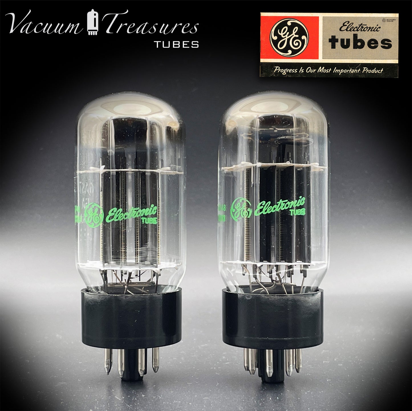 6AS7GA GE NOS NIB Military Green Label Matched Pair Black Plates AMPLITREX Tested USA