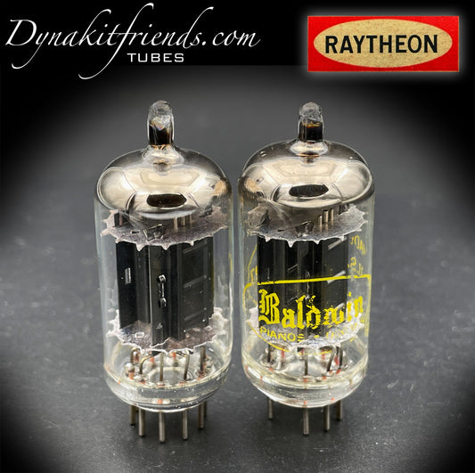 12AU7 ( ECC82 ) RAYTHEON NOS Long Black Plates Halo Getter Matched Tubes Made in USA '60