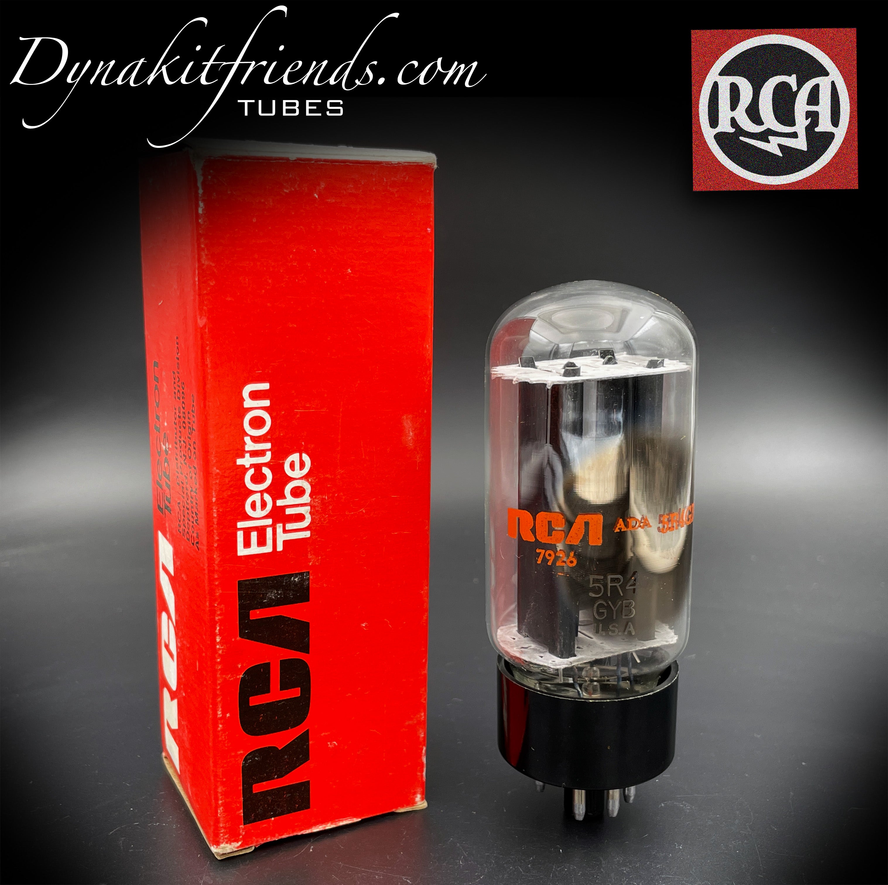 5R4GYB ( 5R4GY ) NOS RCA ブラック プレート サイド ハロー ゲッター テスト済みチューブ整流器 米国製 – Vacuum  Tubes Treasures