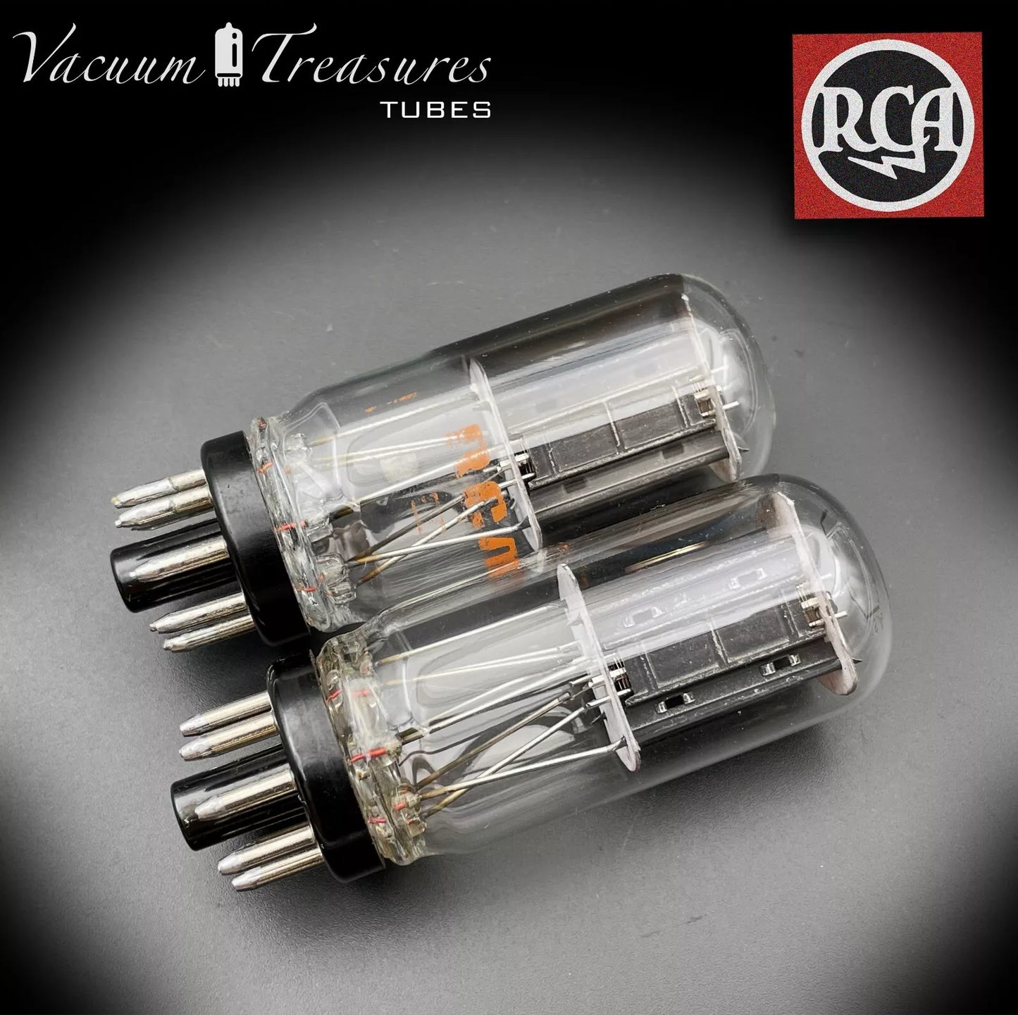 6SN7 GTB RCA NOS NIB Coin Base Black Plates AMPLITREX Matched Pair Tubes Made in USA