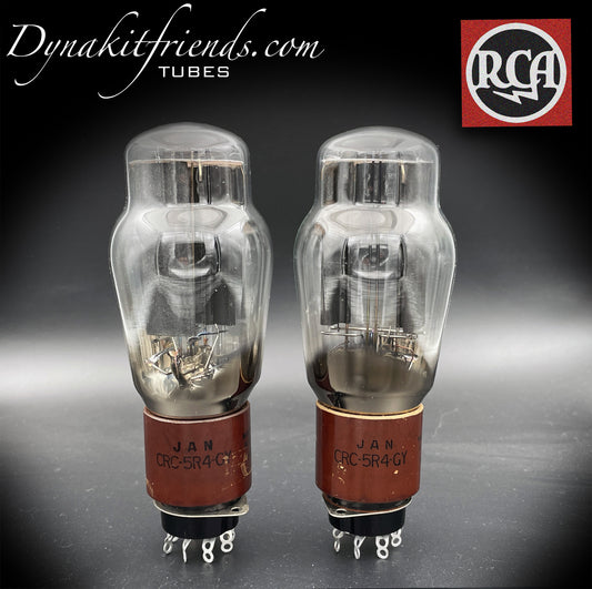 5R4GY JAN ( CV717 ) RCA Black Plates Dual Bottom Square Getter Matched Tubes Rectifiers Made in USA '44