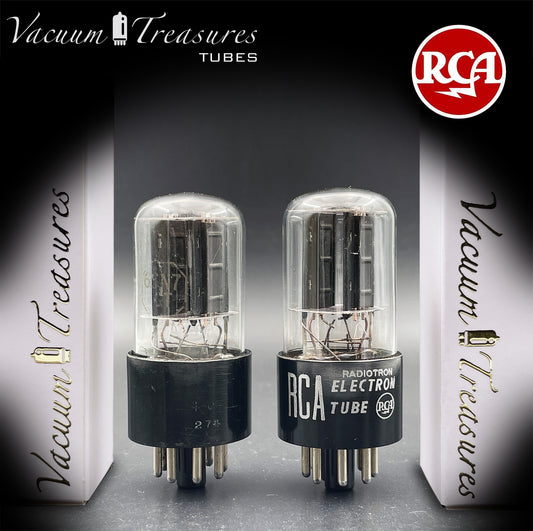 6SN7GT RCA Radiotron Matched Pair Silver Logo Black Plates D Getter AMPLITREX Tested Low Noise & Mic Tubes