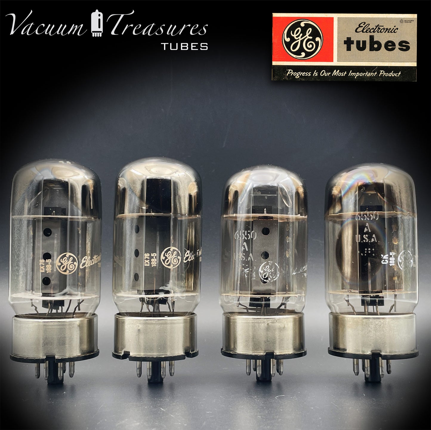 6550 GE Vintage Matched Quad - First Version - Welded Plates MADE IN USA