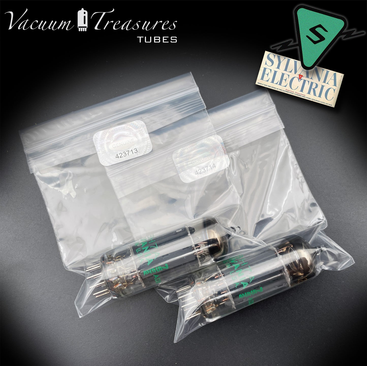 12BH7A ( 7032 ) NOS NIB Sylvania Gray Plates Halo Getter Matched Pair Tubes USA 1975