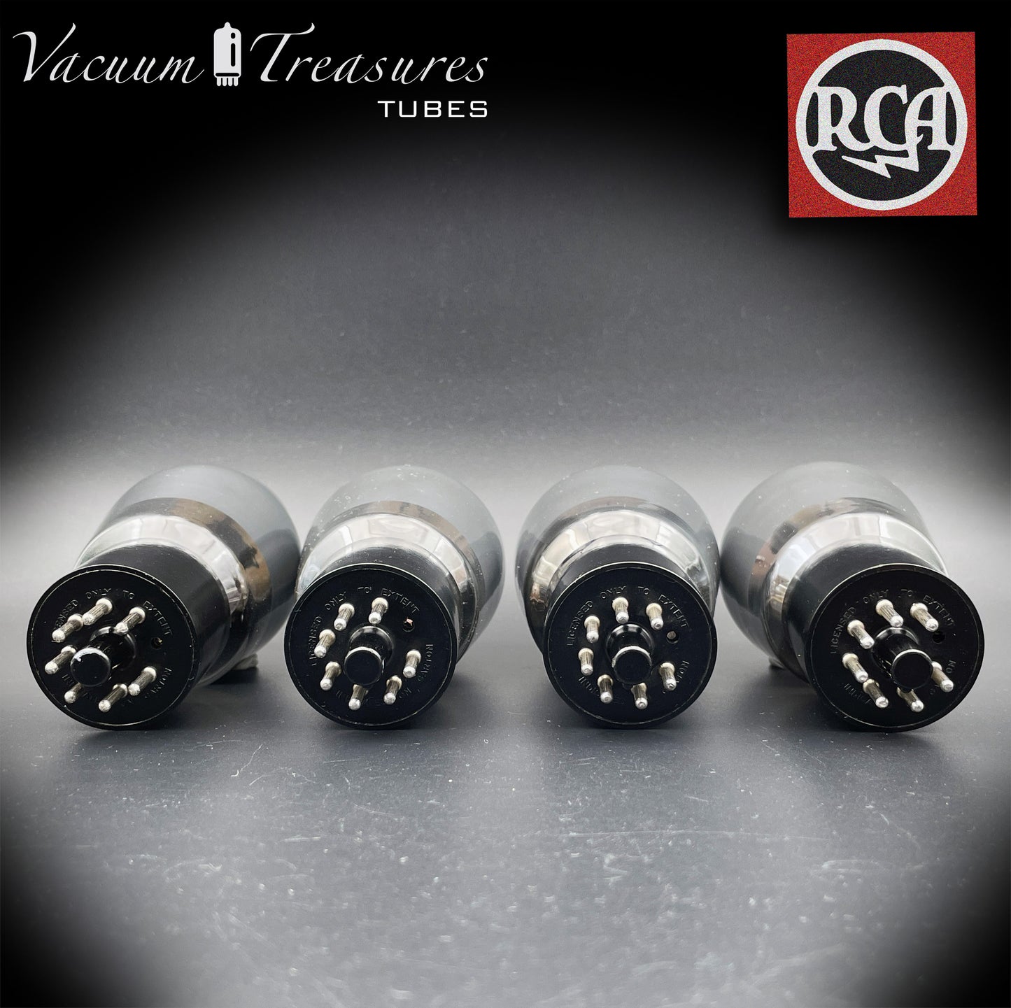 6L6G RCA NOS Black Plates Smoked Glass Square Getter Matched Tubes Made in USA