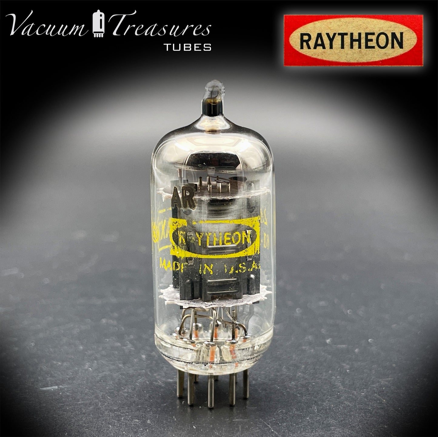 12AX7 / ECC83 NOS RAYTHEON Long Black Plates Tested Tube - Balanced - Made in USA '61