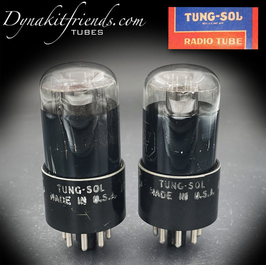 6SL7 GT ( VT-229 ) TUNG-SOL JAN CTL Black Glass Black Round Plates Matched Tubes Made in USA '50s