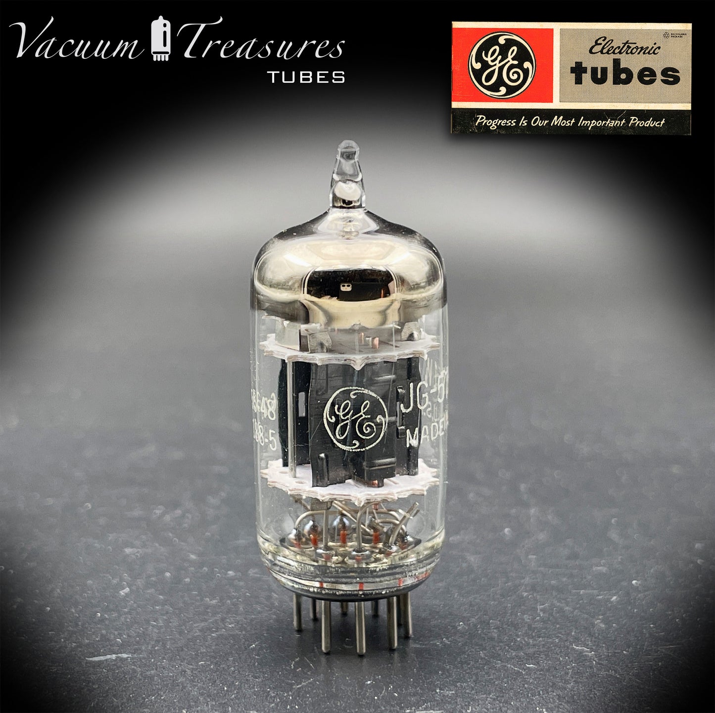 JG 5751 WA GE NOS Triple Mica Black Plates Amplitrex Tested Tube Made in USA '56