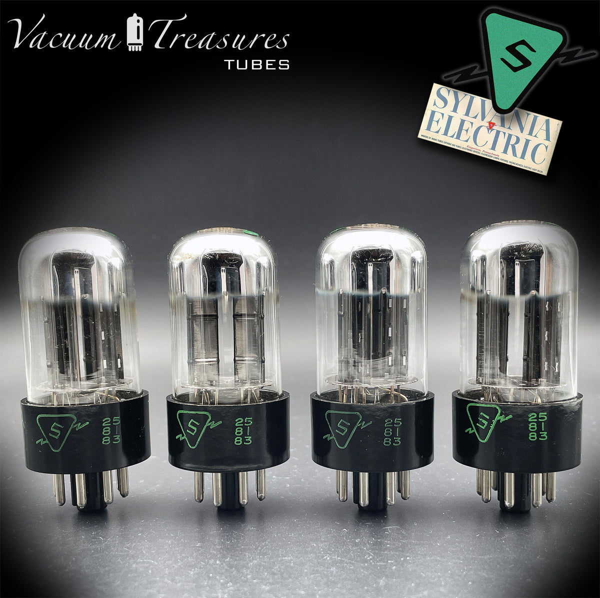 6SN7GTA NOS SYLVANIA Chrome Top Matched Quad - Same Production Code - Low Noise & Microphonics - AMPLITREX Tested