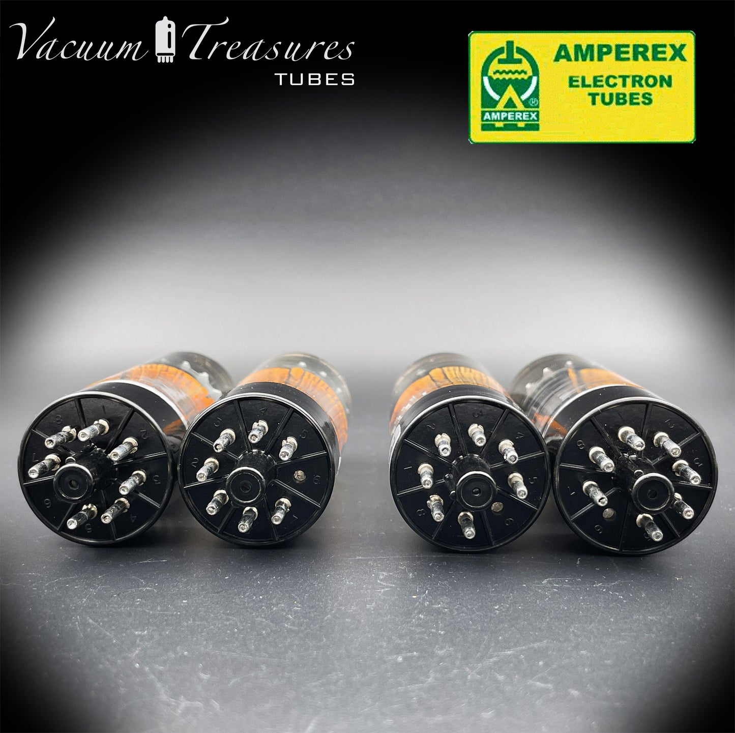 6CA7 ( EL34 ) AMPEREX NOS NIB by Mullard Xf3 Halo Getter Matched Tubes Made in GT. Britain