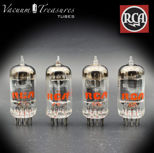 12AU7 A ( ECC82 ) RCA NOS Long Gray Plates Halo Getter Matched Tubes Made in USA