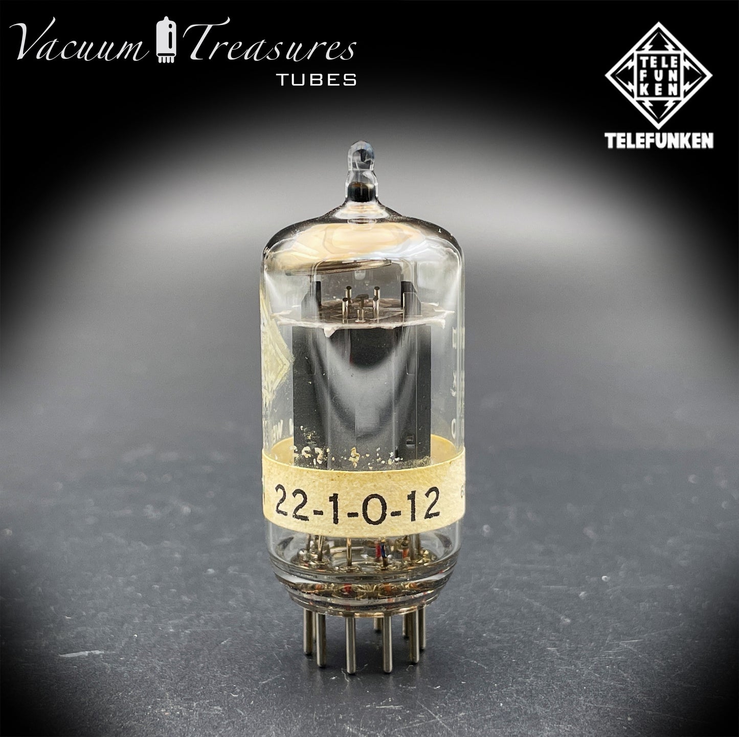 12AX7 ECC83 NOS Telefunken – Smooth Plates Diamond Bottom Tested Tube Western Germany