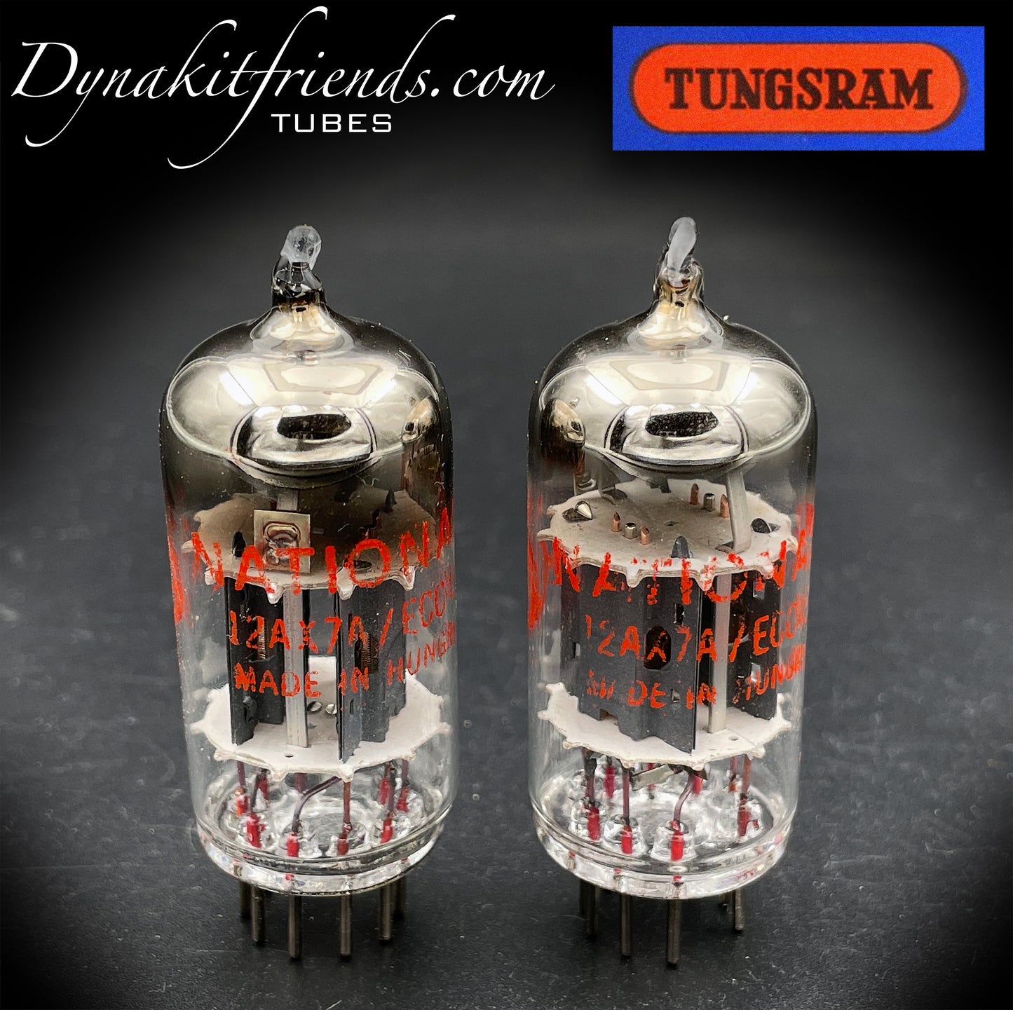 12AX7 A ( ECC83 ) TUNGSRAM Short Gray Plate Dual Post O Getter Matched Tubes Made in Hungary