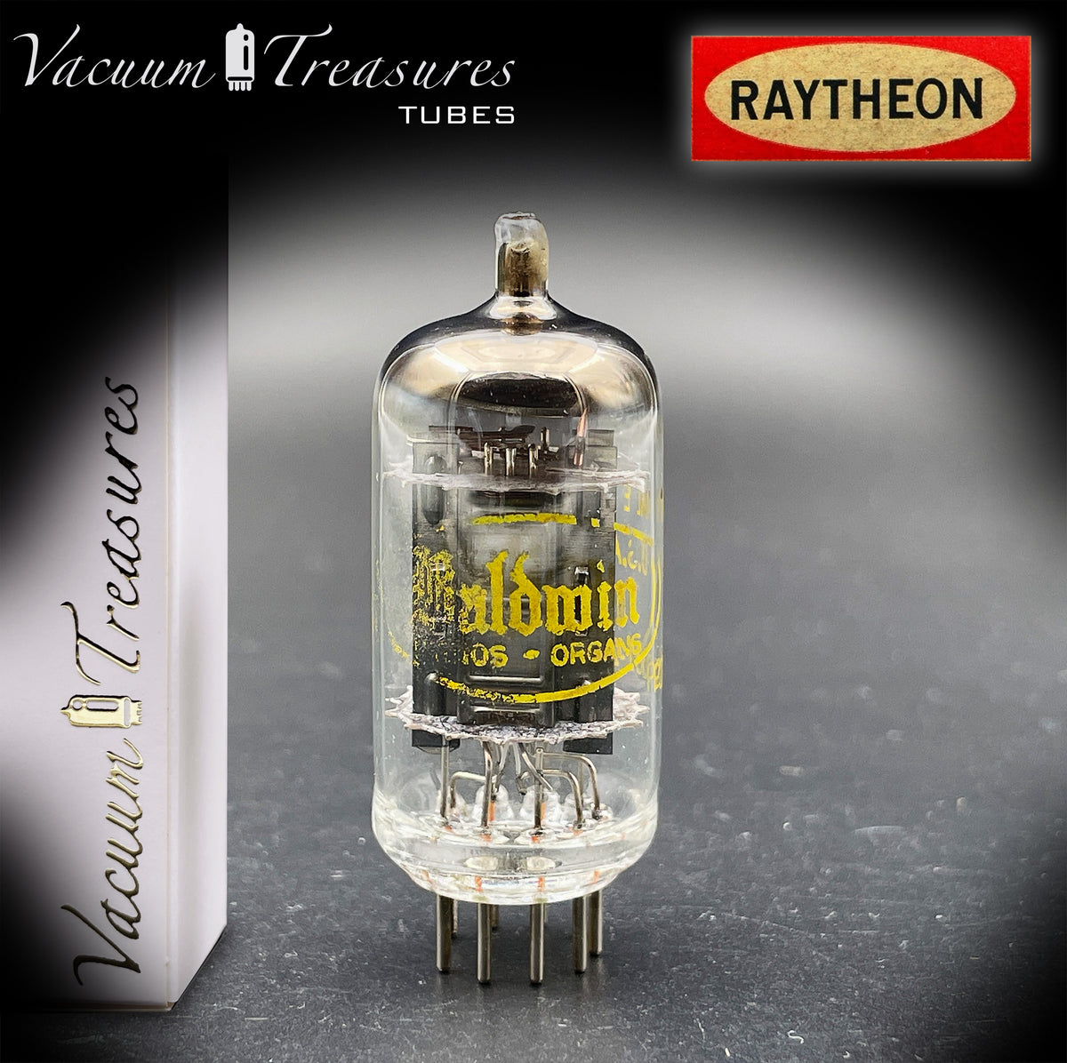 12AX7 / ECC83 NOS Baldwin by RAYTHEON Long Black plates Halo Getter Tested Balanced Tube USA