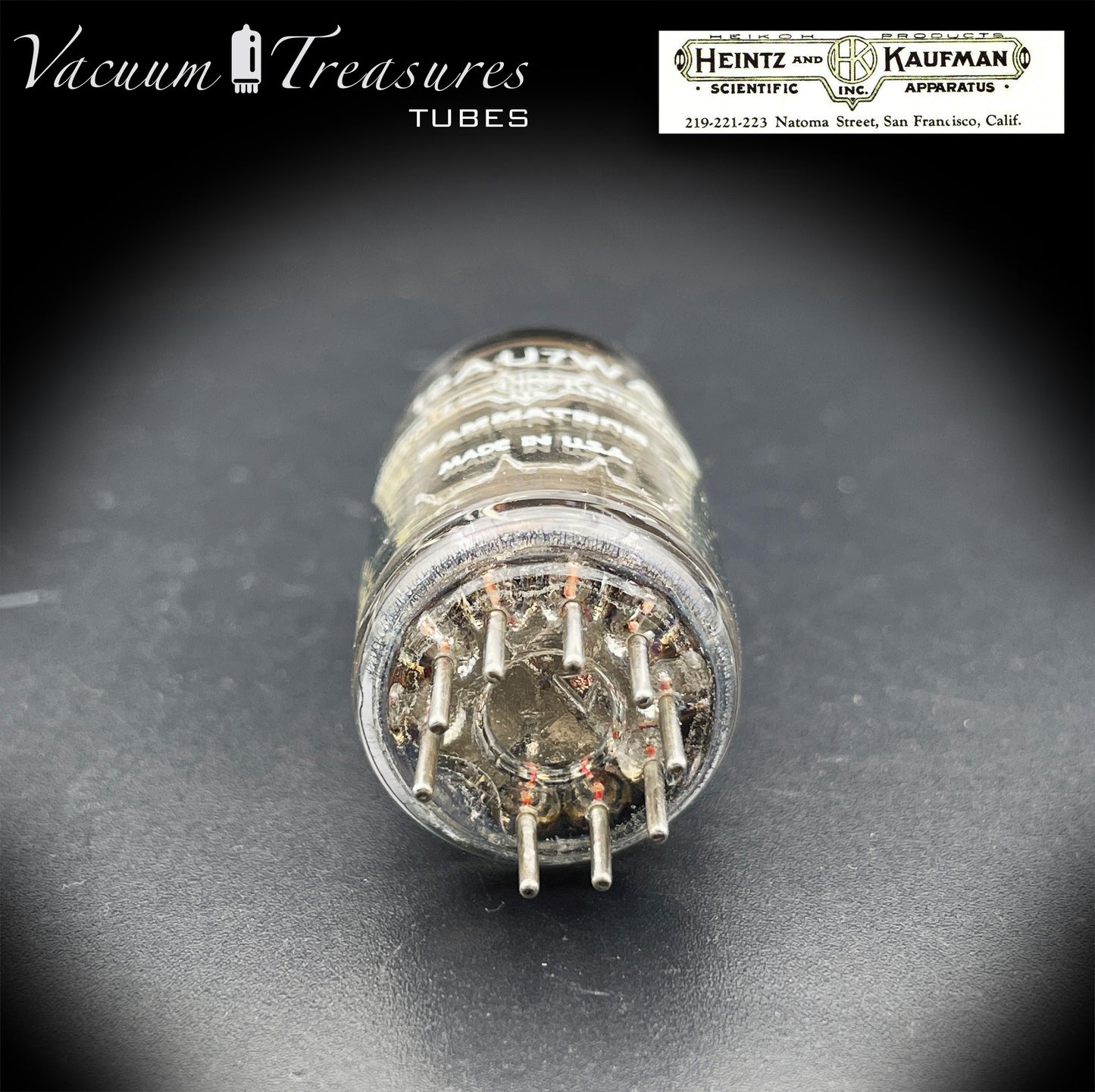 12AU7WA / CV4003 / 6189 Heinz &amp; Kauffman Triple Mica Black Plates Square Getter Made in USA