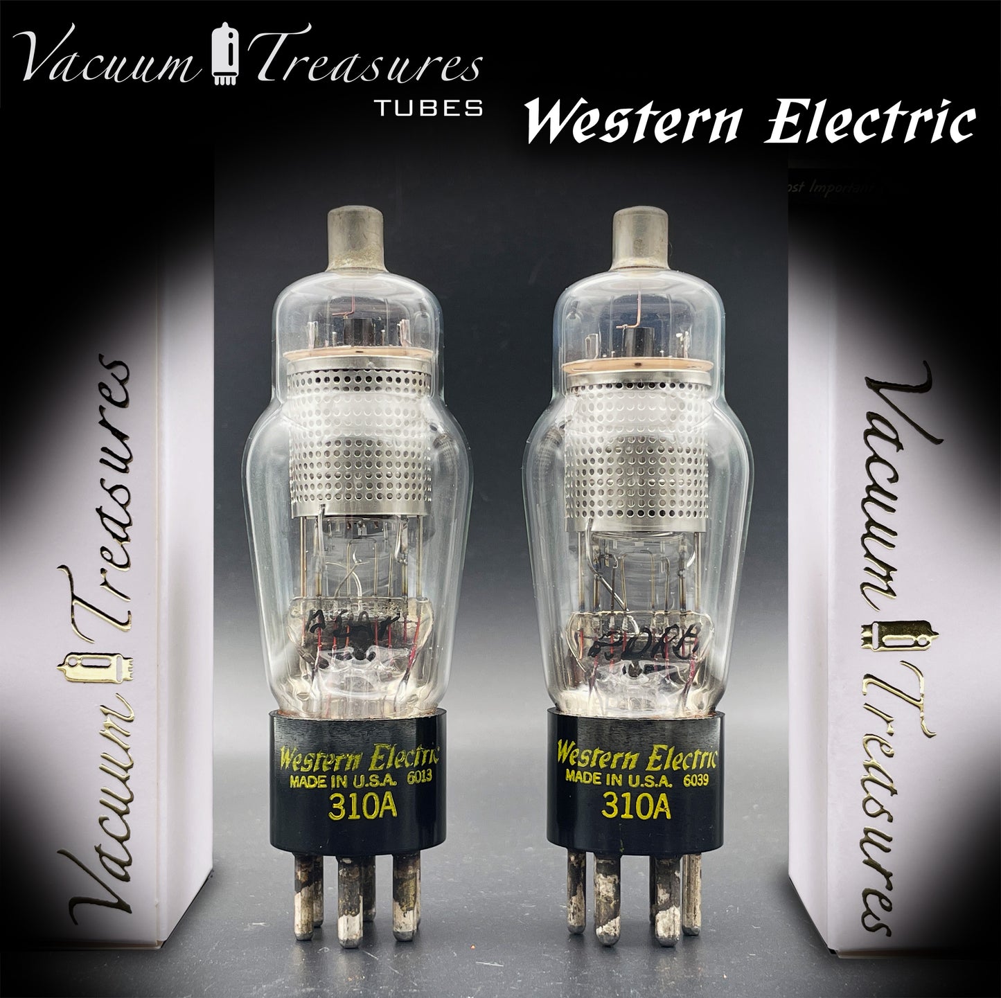 Western Electric 310A Mesh Plates – Matched Pair – Square Getter – AMPLITREX Tested – Made in USA