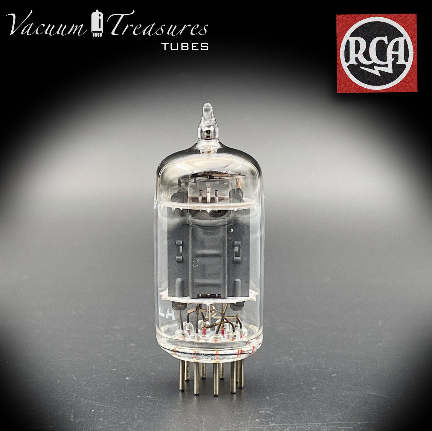 5963 ( ECC82 12AU7 WA ) RCA Long Gray Plates Rare Foil Getter AMPLITREX Tested Tube Made in USA '50s