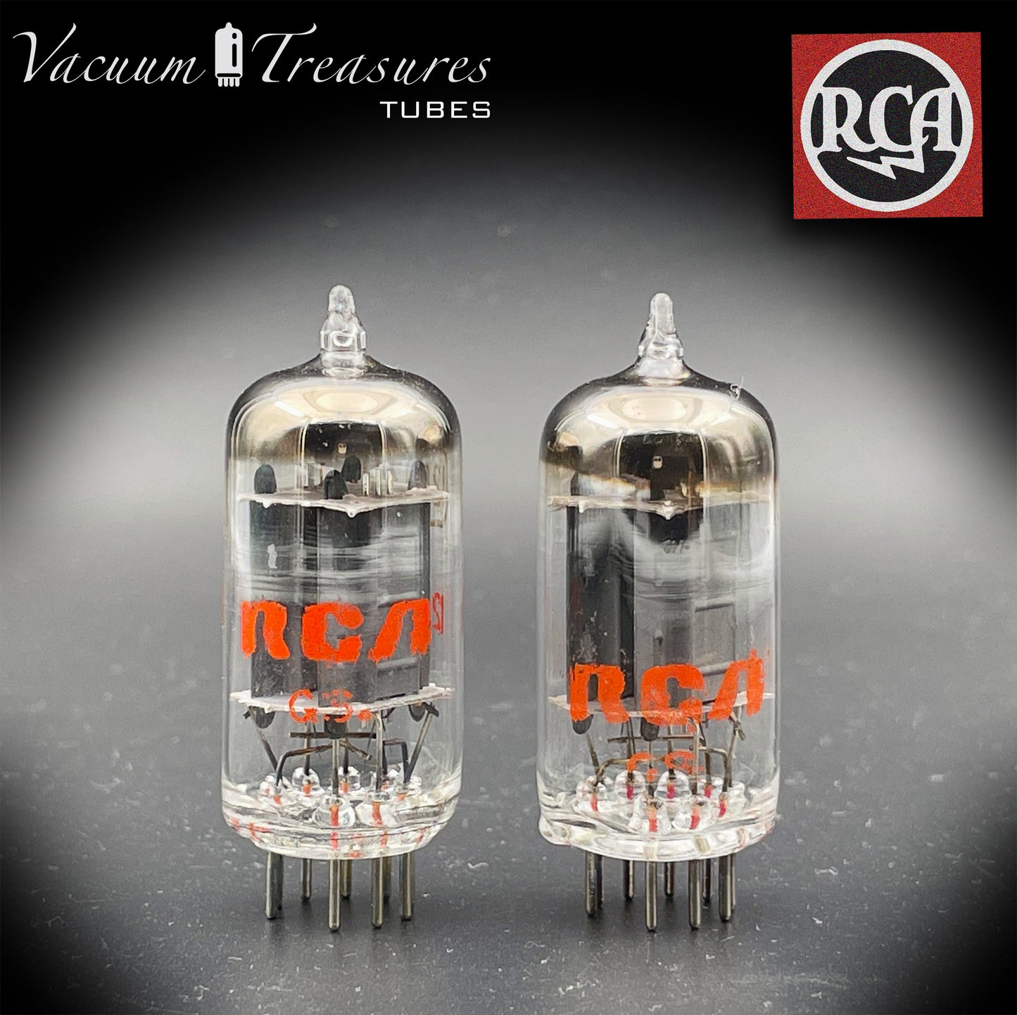 12AU7 A ( ECC82 ) RCA NOS Long Gray Plates Halo Getter Matched Tubes Made in USA