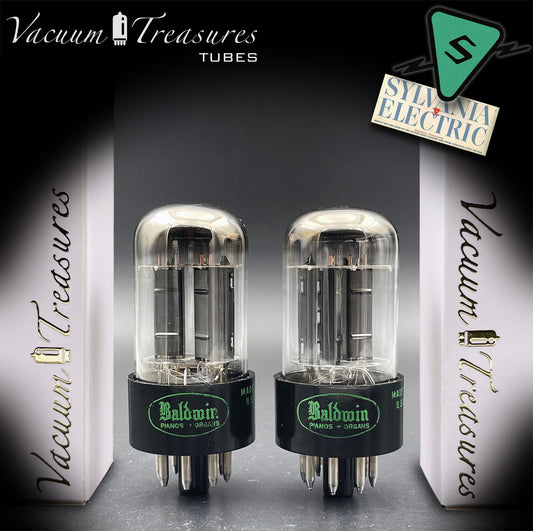 6SN7GTB Baldwin by SYLVANIA Matched Pair Black Plates Tubes - Same Codes - Made in USA '61