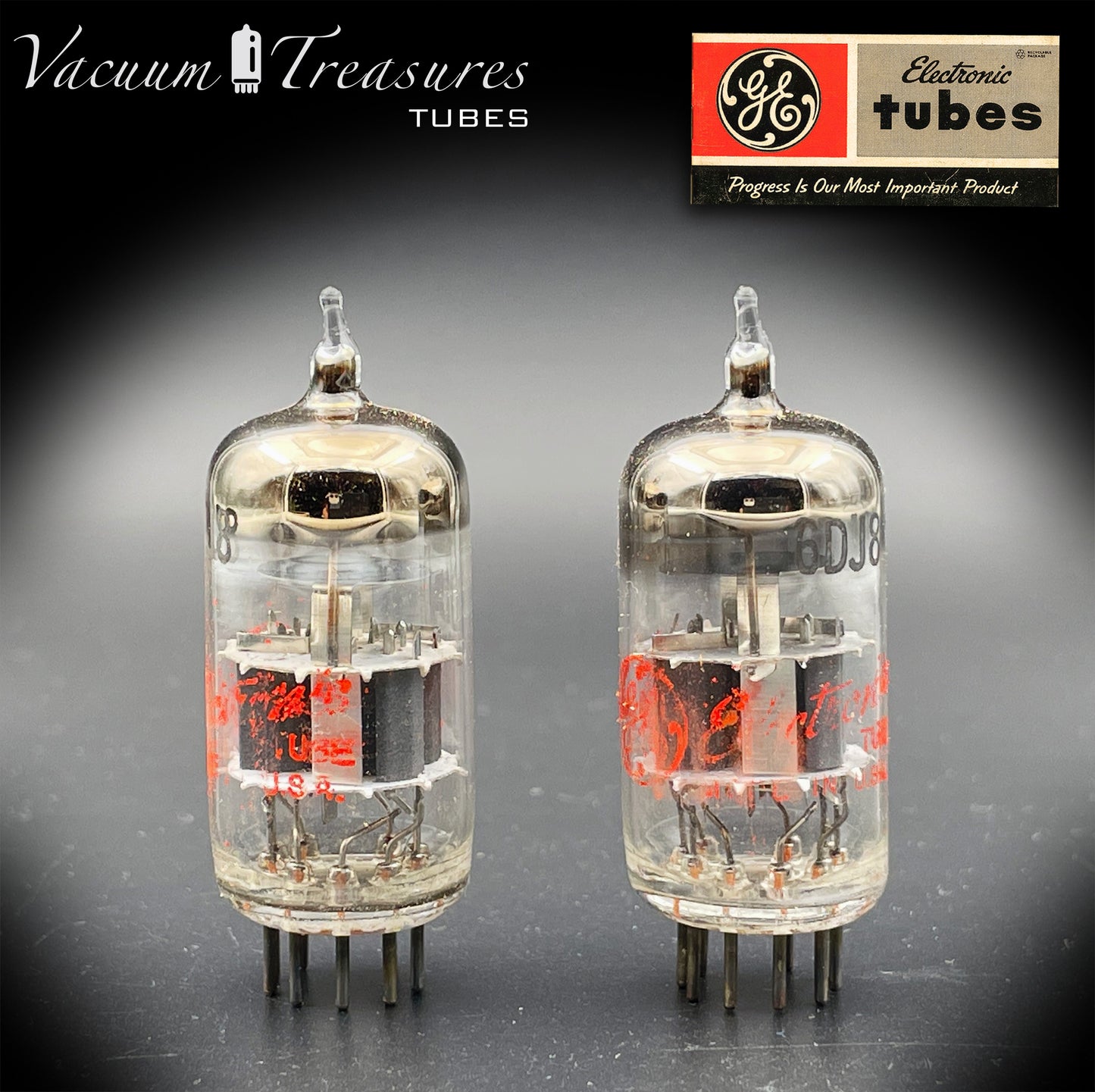 ECC88 ( 6DJ8 ) AMPEREX Bugle Boy D Getter Matched Tubes Made in HOLLAND '50s