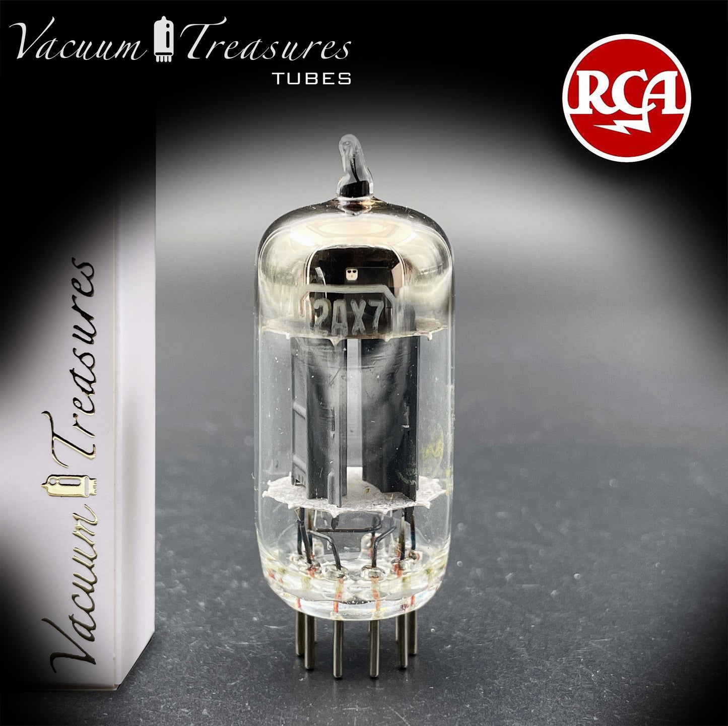 12AX7 / ECC83 RCA Long Gray Plates Square Getter Tube - Balanced - Made in USA '50s