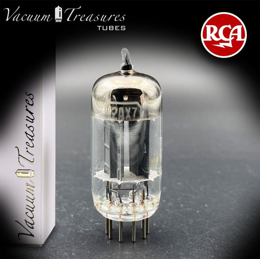 12AX7 / ECC83 RCA Long Gray Plates Square Getter Tube - Balanced - Made in USA '50s