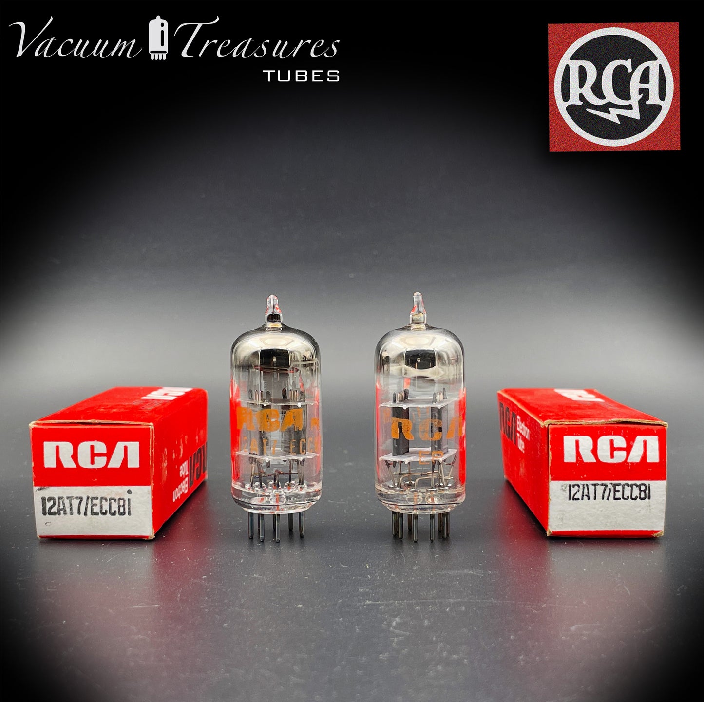 ECC81 ( 12AT7 ) RCA NOS NIB Gray Plates Halo Getter Matched Tubes MADE IN USA