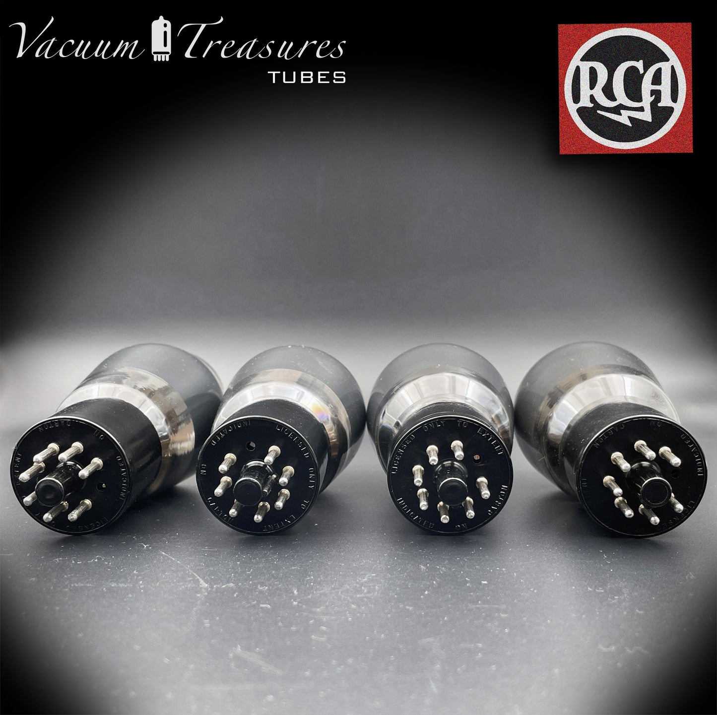 6L6G RCA Black Plates Smoked Glass Square Getter Matched Tubes Made in USA