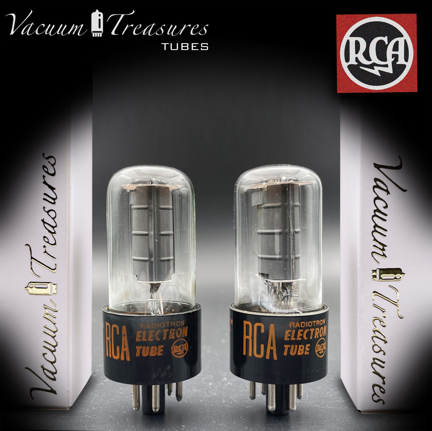 6V6 GTA RCA Gray Plates Bottom Double [] Getter AMPLITREX Matched Tubes Made in USA