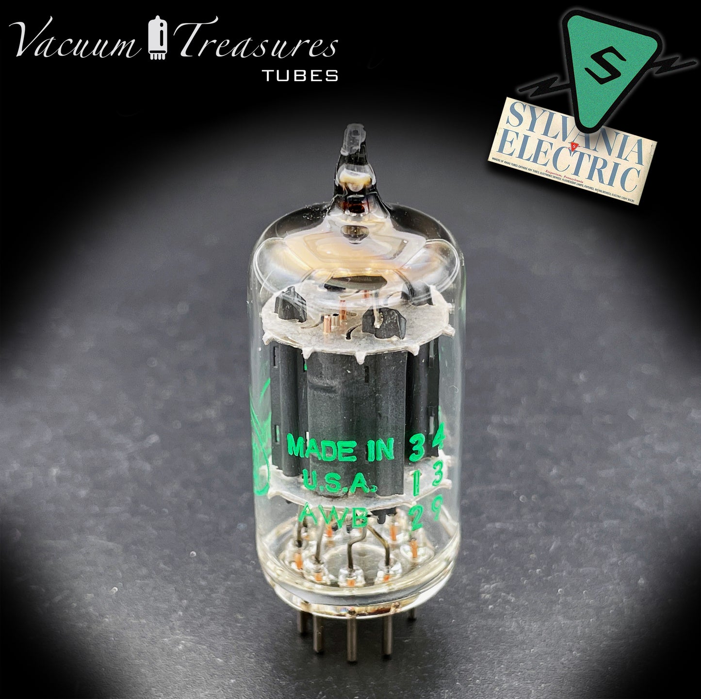 12AX7 / ECC83 NOS SYLVANIA Halo Getter Curve Tracer Tested & Balanced Tube Made in USA nel 1964