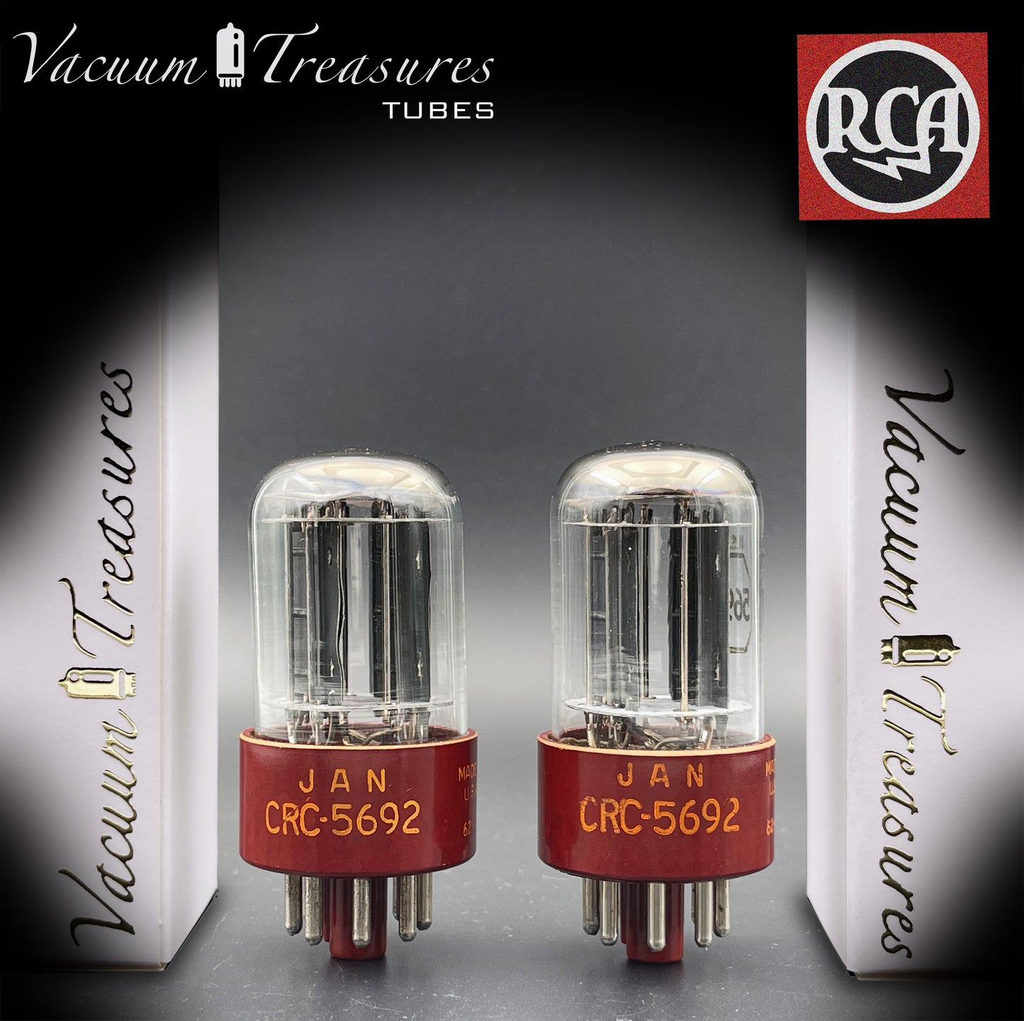 5692 ( 6SN7 GT ) RCA NOS TUBE LEGENDARY RED BASE Black Plates Matched Pair Tubes Made in USA