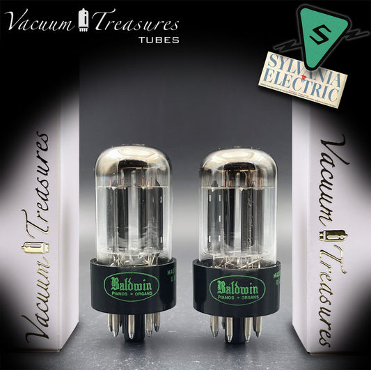 6SN7GTB Baldwin by SYLVANIA Matched Pair Black Plates Tubes Same Codes Made in USA '61