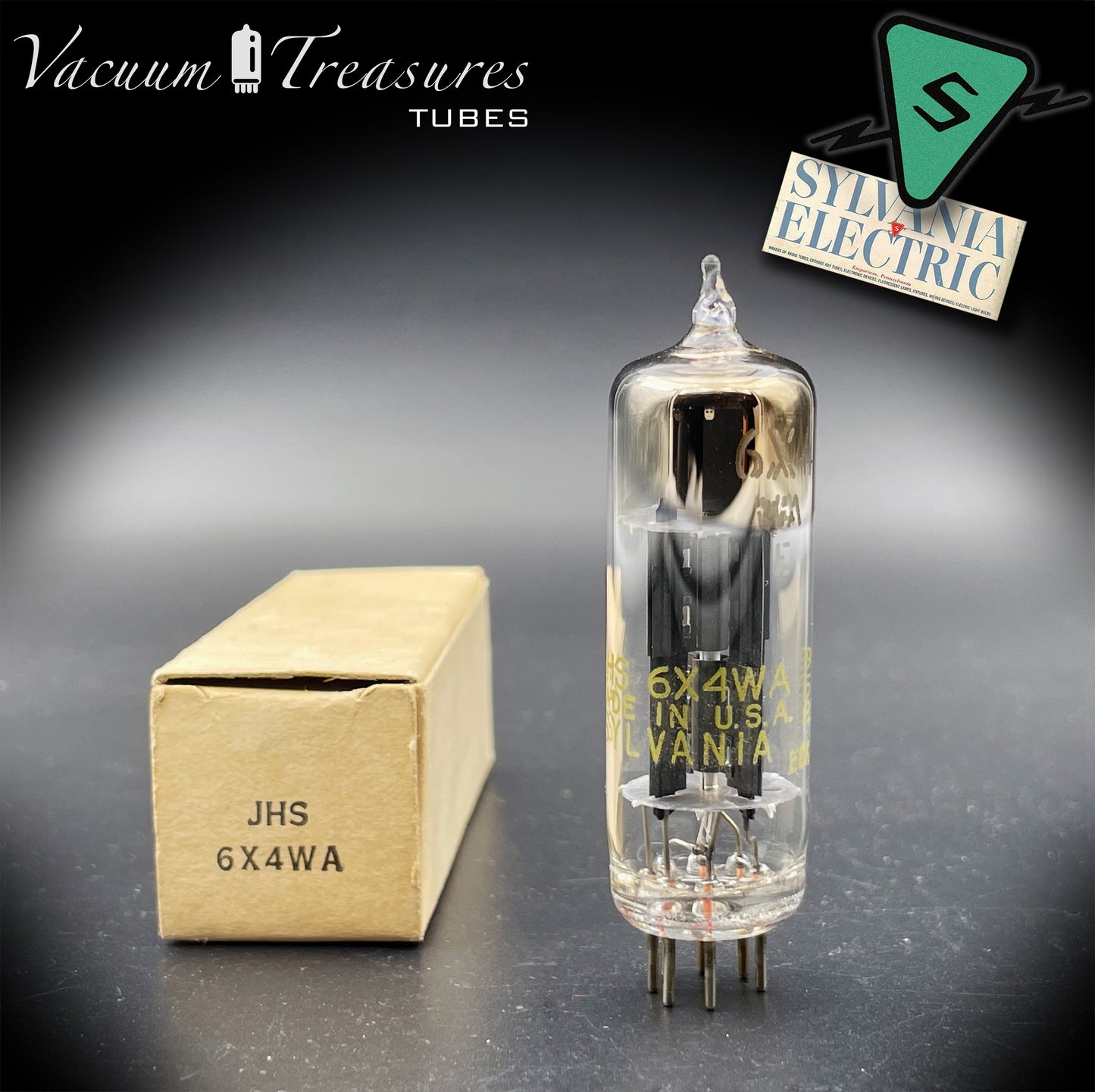 JHS 6X4W EZ90 NOS NIB SYLVANIA Tested Tube Black Plates Square Getter Made in USA '59