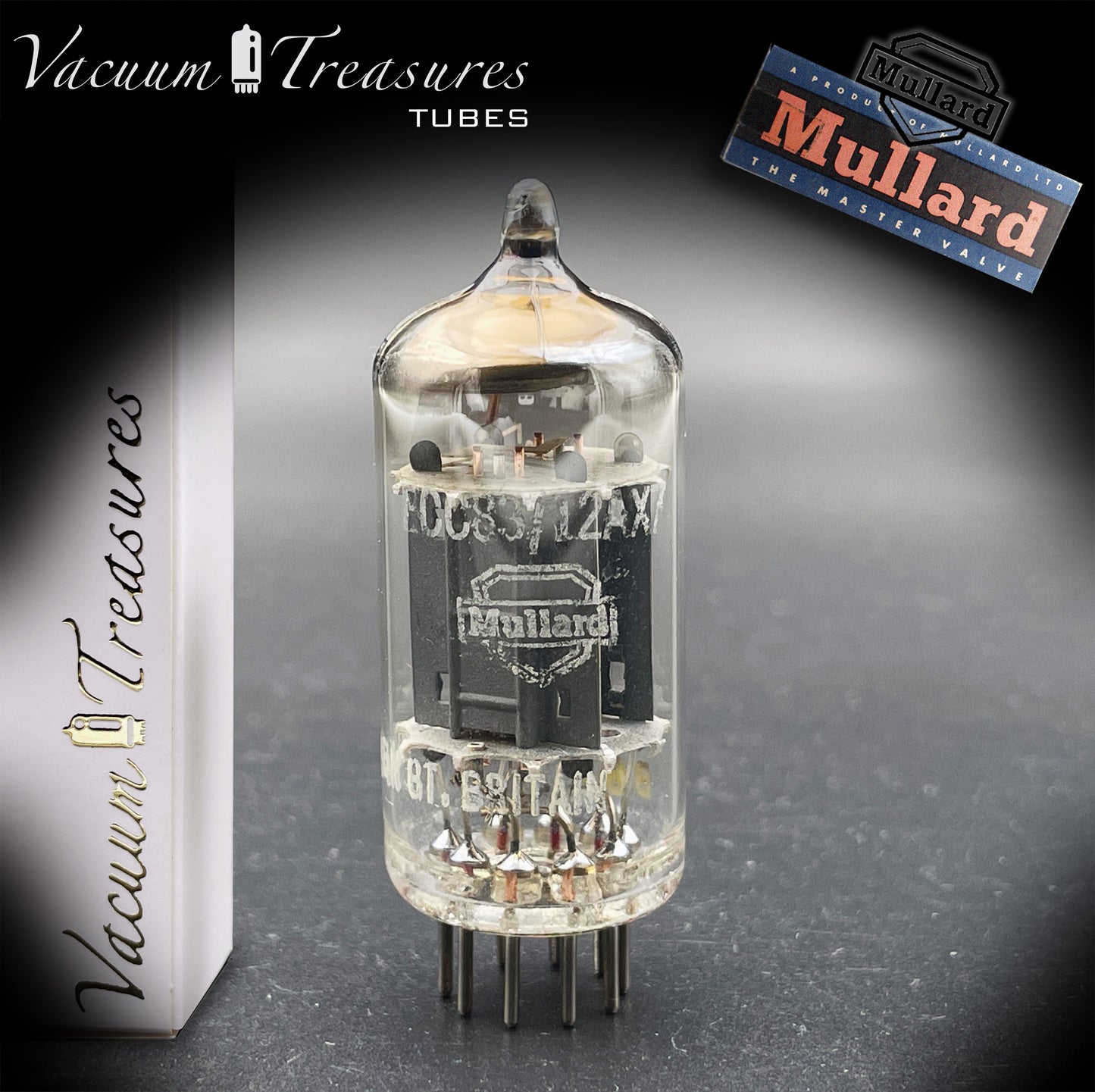 12AX7 / ECC83 NOS MULLARD Blackburn 1959 – Long Gray Plates – Halo Getter – Balanced Section