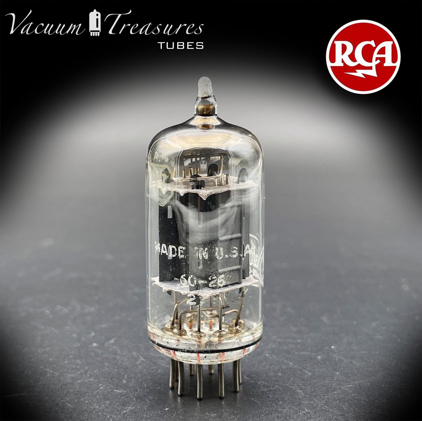 12AX7 ECC83 Baldwin/RCA Long Gray Square Tilt Getter Tested Tube Made in USA '60