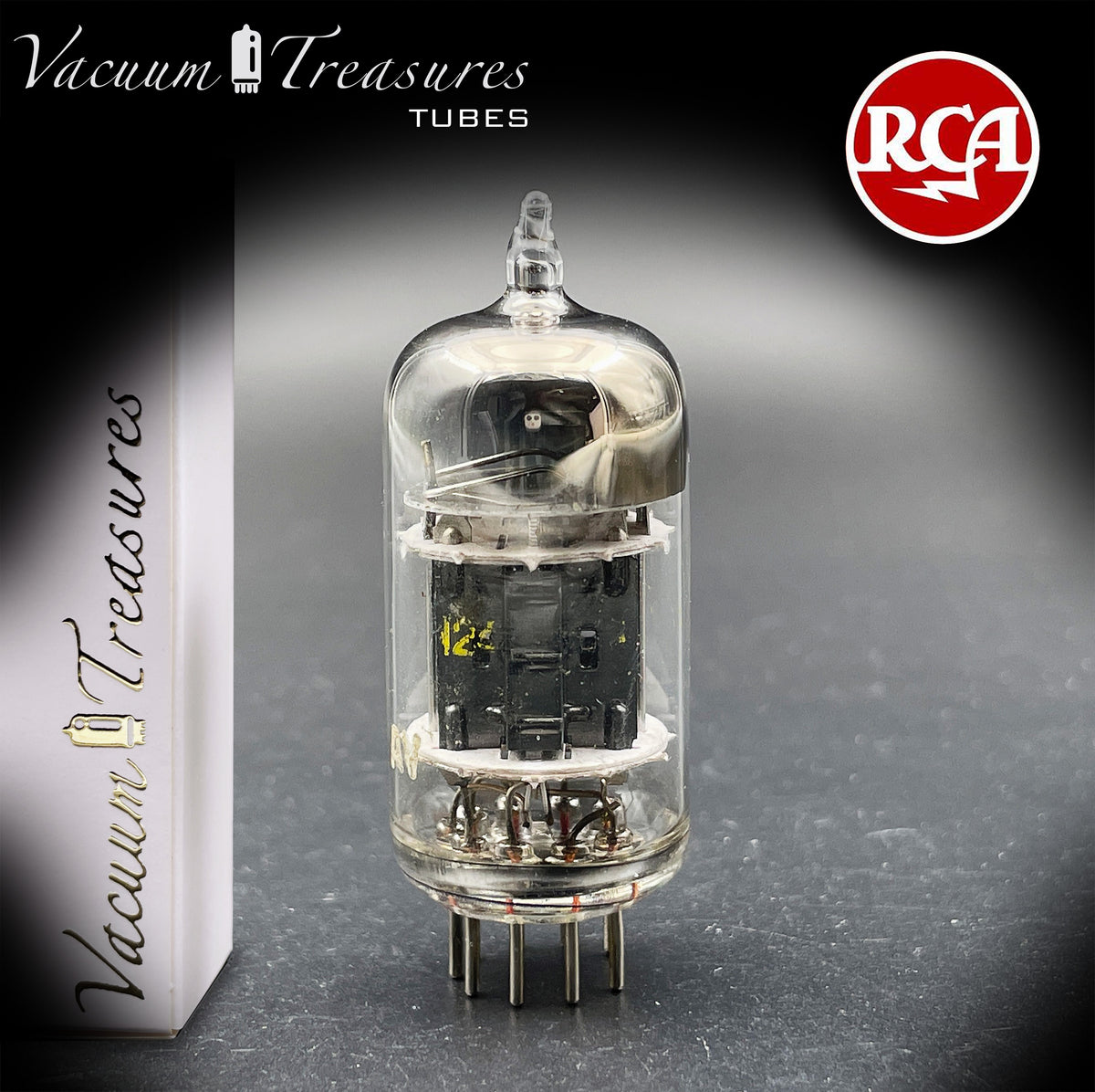 5751 RCA Triple Mica Black Plates Square Getter Amplitrex Tested Tube USA