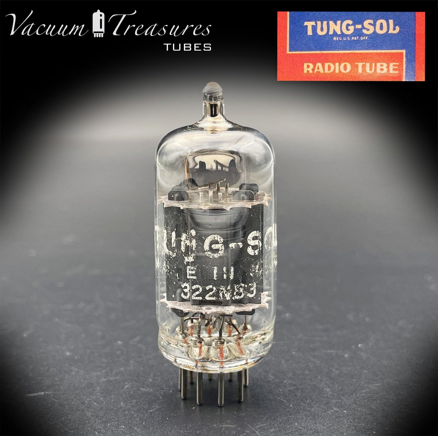 12AX7 / ECC83 NOS Tung-Sol Long Gray Plates Halo Getter Tested Tube Low Noise & Mic '60s