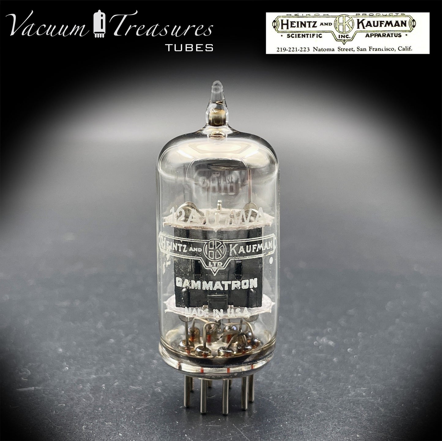 12AU7WA / CV4003 / 6189 Heinz & Kauffman Black Plates Halo Getter Made in USA